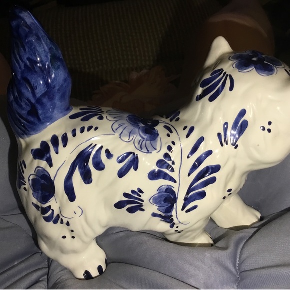 Vintage Delft Holland Blue and White  Porcelain 7.5” Cat Hand Painted - Picture 5 of 10